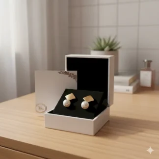 Aretes Perlas con Cuadrado.