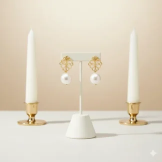 Aretes Perlas con Flor.