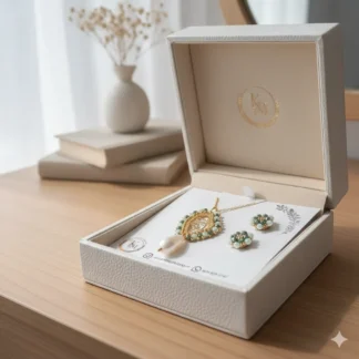 Juego de Cadena con Virgen y Aretes.