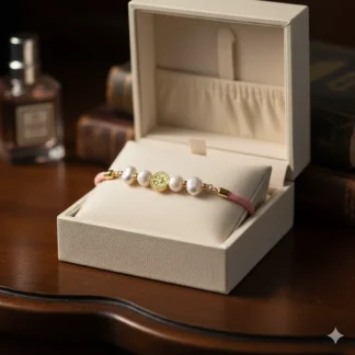 Pulsera en Cordon con Perlas y San Benito