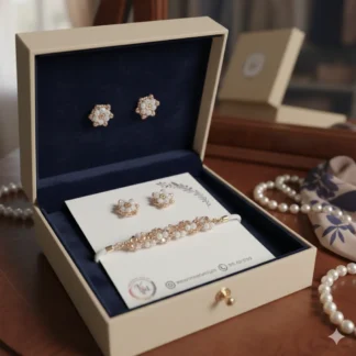 Juego Pulsera en Espiral con Cordón y Aretes