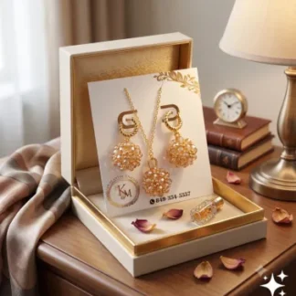 Juego Cadena y Aretes tipo Esfera